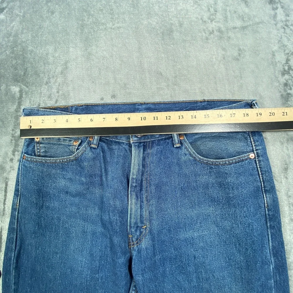 Levis 505 Regular Fit Straight Leg Jeans Mens 38x28 Blue Stretch Denim Fade EUC‎
